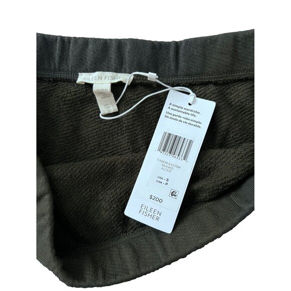 Eileen Fisher Lightweight Organic Cotton French Terry A-Line Skirt Seaweed - Picture 5 of 5